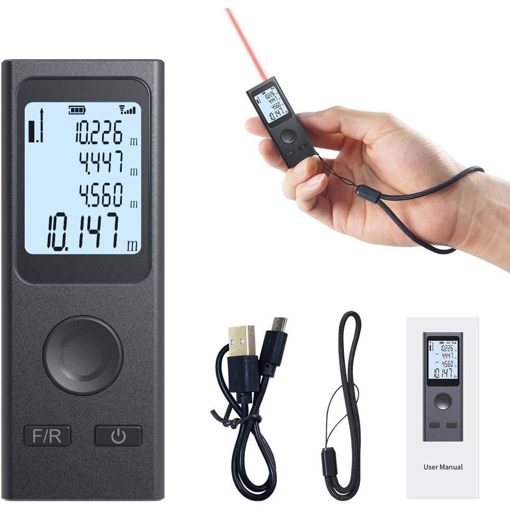Portable Hand Digital Laser Measure Mini Laser Distance Meter 60M/196Ft USB